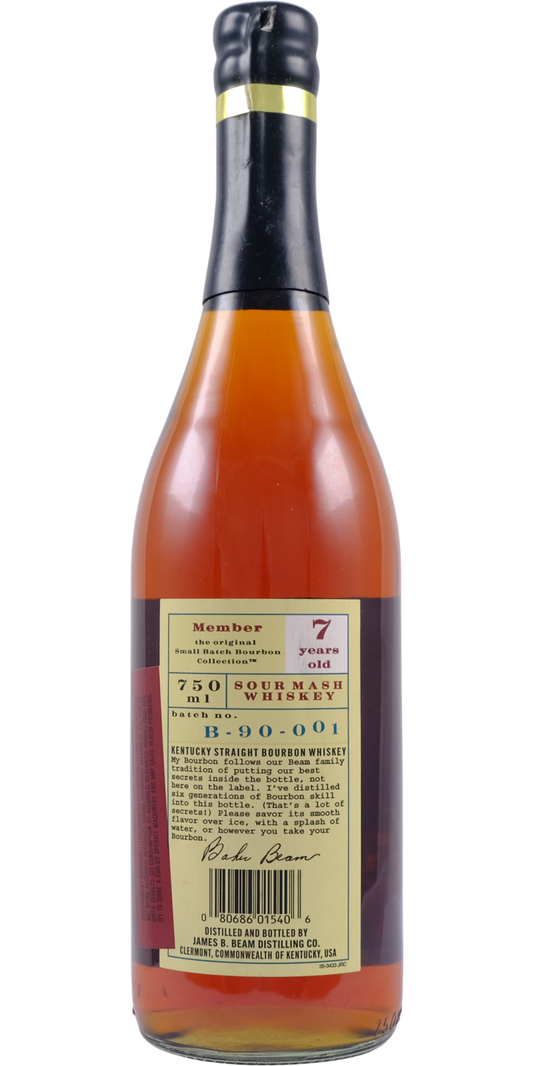 B-Baker's 7 Years ,B-90-001 Sour Mesh Whiskey, 750ml Back of Bottle