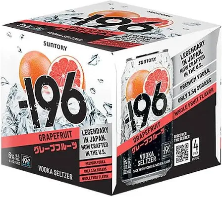 -196 Suntory Vodka Seltzer Grapefruit 4x12 oz Cans