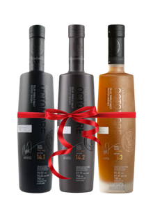 Preet's Liquors Octomore 14 Series trio bundle featuring three bottles of heavily peated Islay single malt Scotch whisky