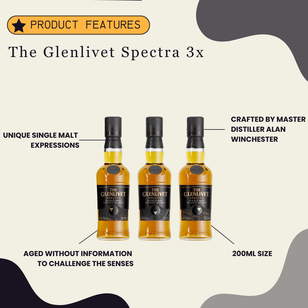 The Glenlivet Single Malt Scotch Spectra 200Mlx3 – Preet's Liquors The Glenlivet Single Malt Scotch Spectra 200Mlx3 – Preet's Liquors