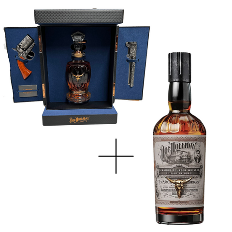 Doc Holliday Gun Set & 4 Years Old BIB Bourbon Whiskey 750ml