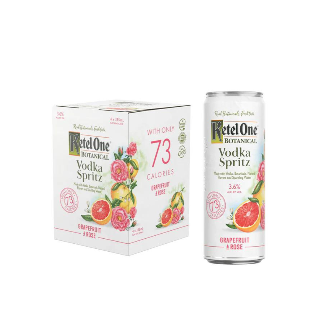 Ketel One Botanical Vodka Spritz Grapefruit & Rose 4can PK