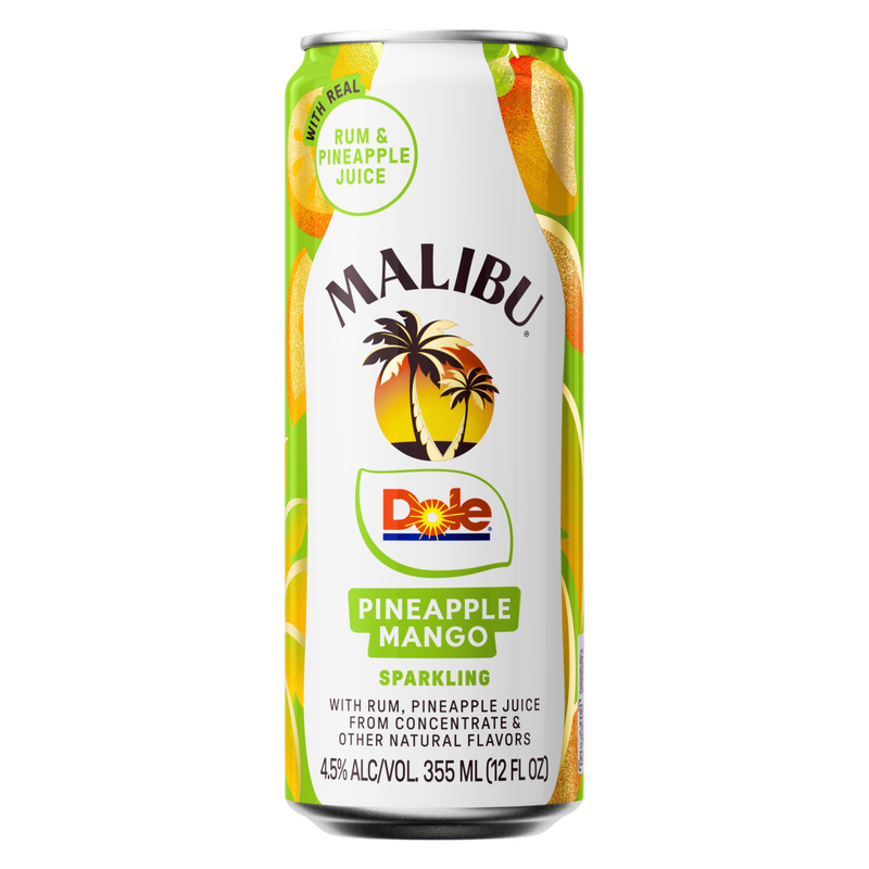 Malibu Ready to Drinkl Dole Pineapple Mango Sparkling W / Rum 12oz can