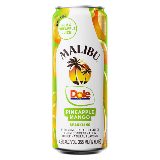Malibu Ready to Drinkl Dole Pineapple Mango Sparkling W / Rum 12oz can