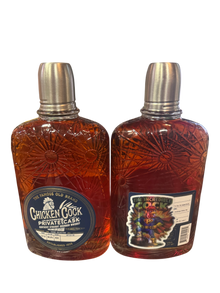 Preet's Liquors Chicken Cock Private Cask 7-year Kentucky straight bourbon whiskey in ornate glass bottles