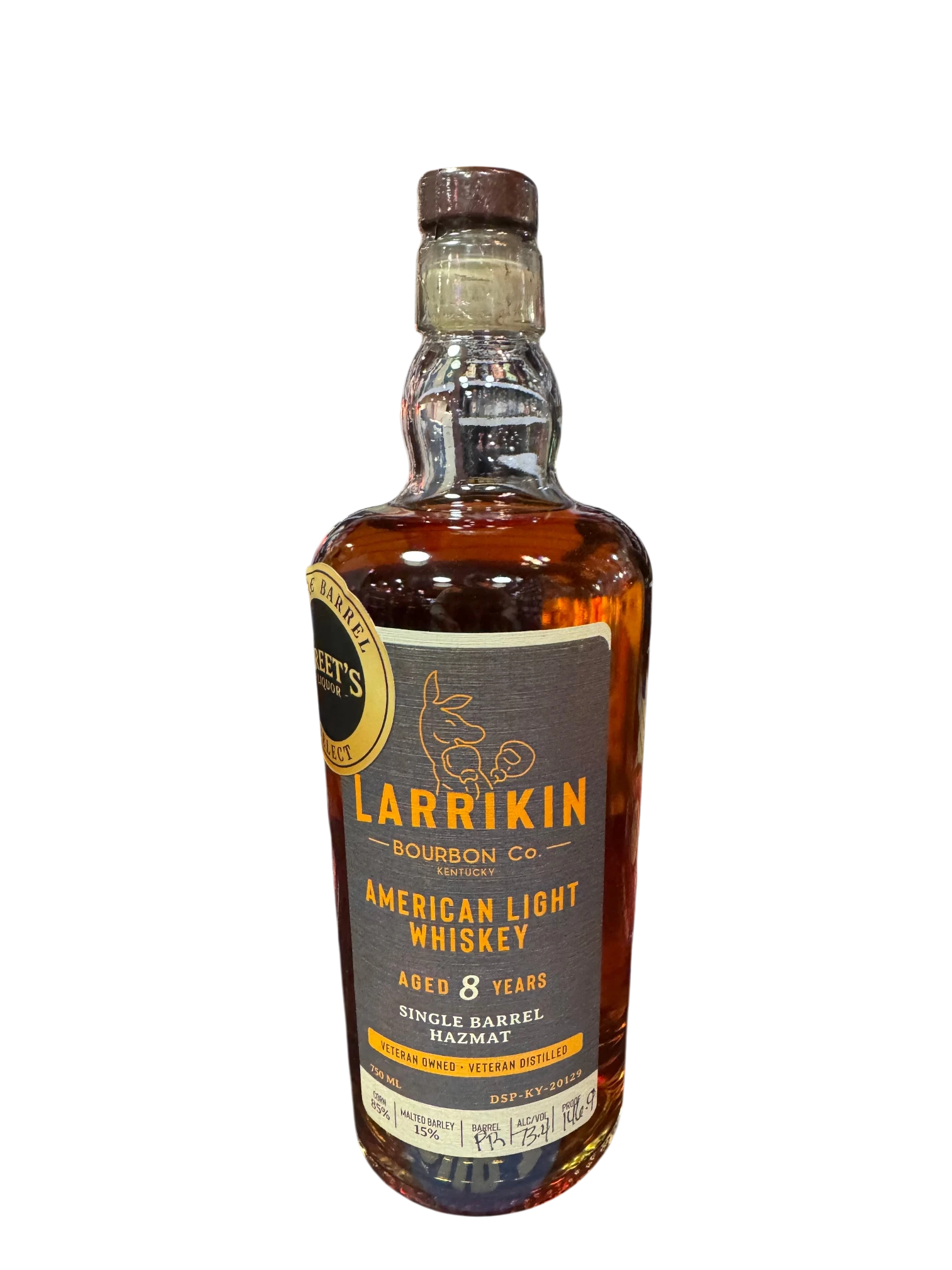 Larrikin American Light whiskey 8 years 146.9 proof single barrel
