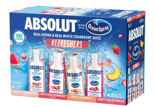 Absolut Ocean Spray Ready To Drink Vodka Refreshers Variety 8 Pack