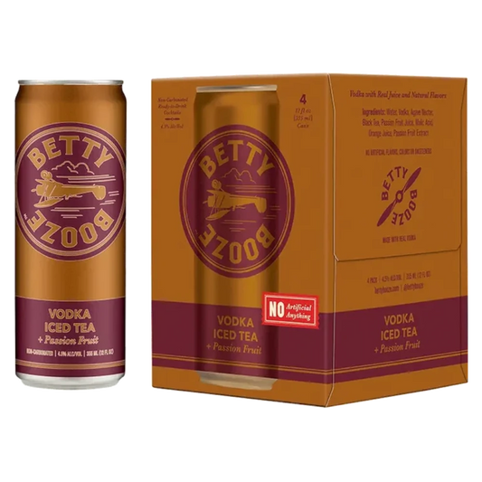 Betty Booze Vodka iced Tea Passion fruit 4pk Cans