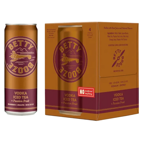 Betty Booze Vodka iced Tea Passion fruit 4pk Cans