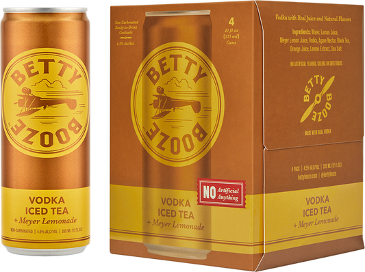 Betty Booze vodka iced Tea  Meyer Lemonade 4pk Cans
