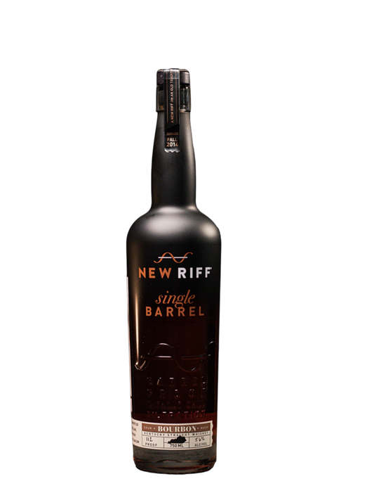 Preet's Liquors New Riff Distilling Single Barrel Kentucky Straight Bourbon Whiskey bottle with barrel pick seal.