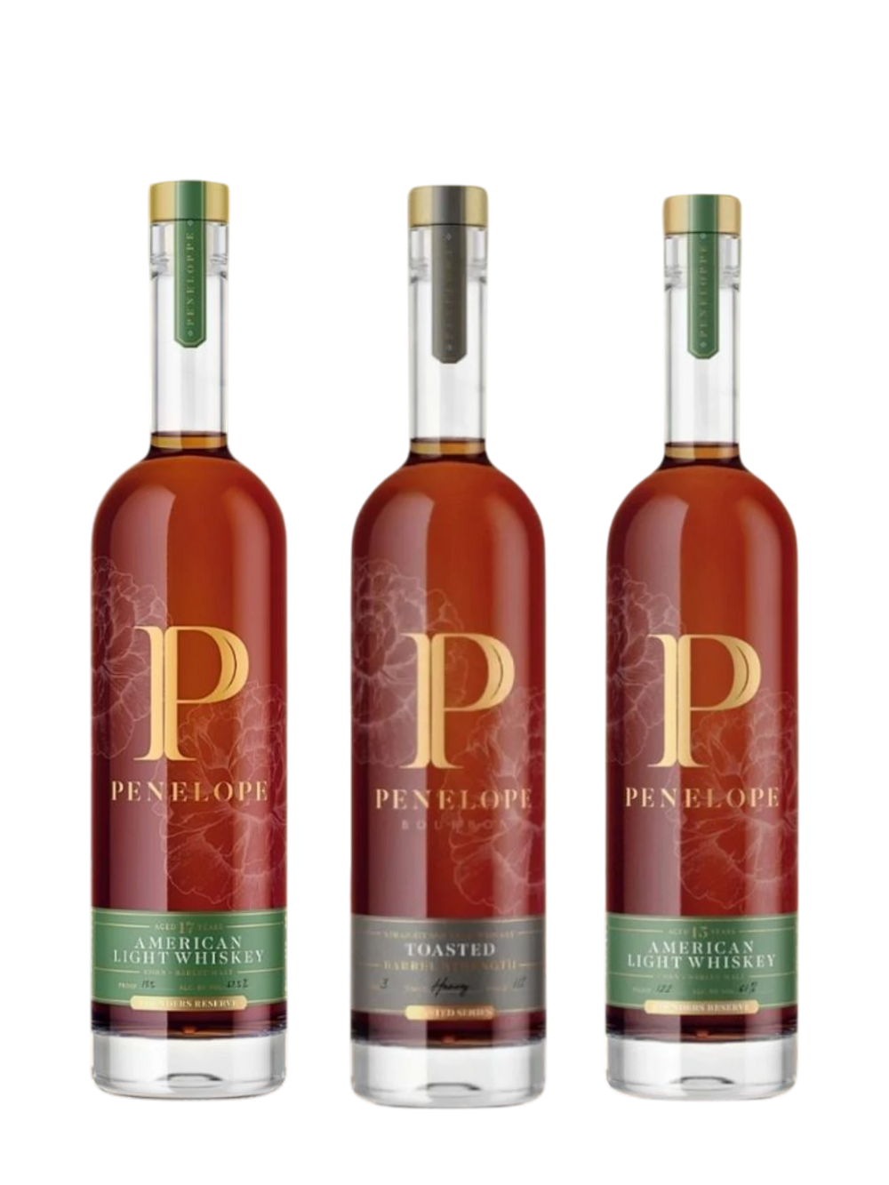 Penelope American lLight whiskey 13y 15y 17y 3 bottle combo