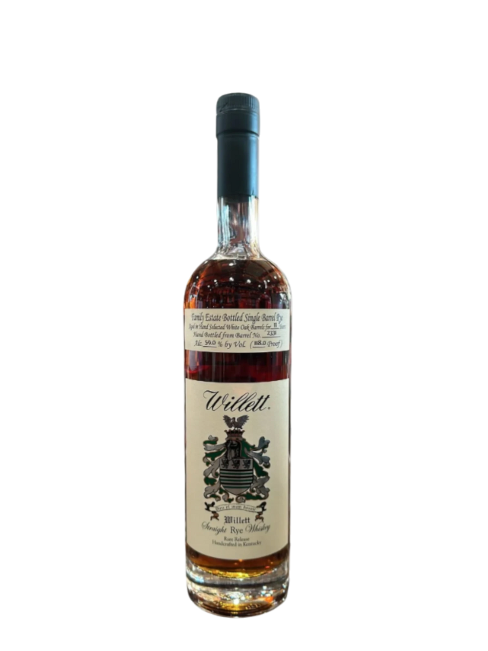 Willett 11 Yrs old Single Barrel No.:2405 Straight Rye Whiskey 121.6 Proof 750ml