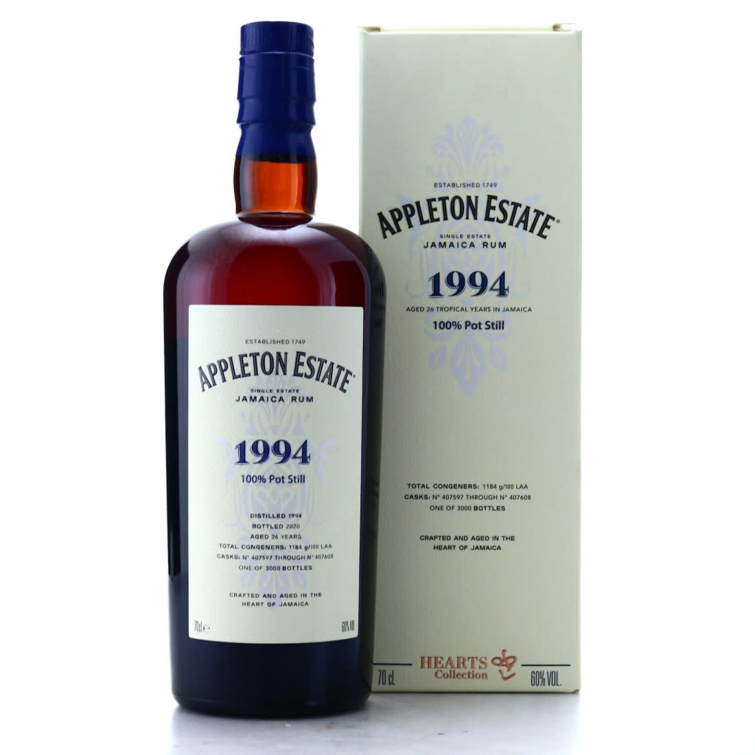 Appleton Estate 1994 Jamaica Rum Hearts Collection ) Bottle No 2020 Of 3000.