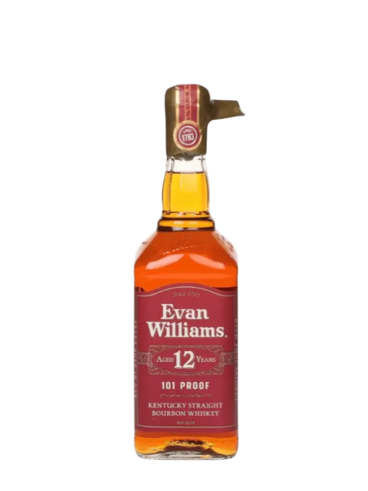 Evan Williams 12 Year Old "Red Label - Gold Wax Dip" 101 Proof Kentucky Straight Bourbon Whiskey 750ml