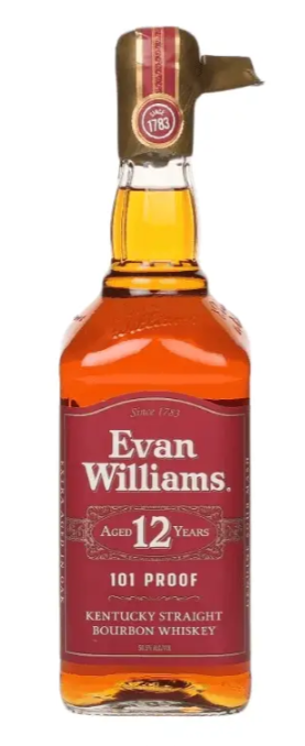 Evan Williams 12 Year Old "Red Label - Gold Wax Dip" 101 Proof Kentucky Straight Bourbon Whiskey 750ml