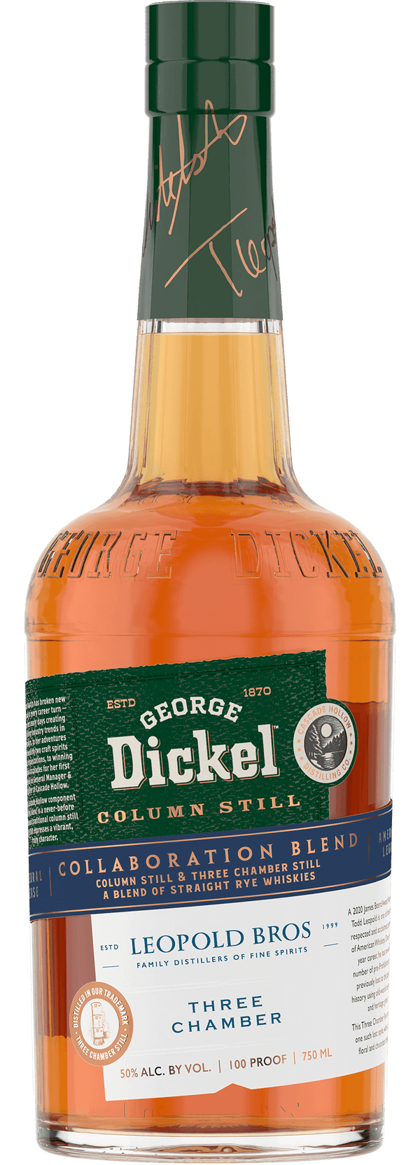 George Dickel Rye Whiskey X Leopold Bros Collaboration Blend Colimn Still Three Chamber 100 Proof 750ml
