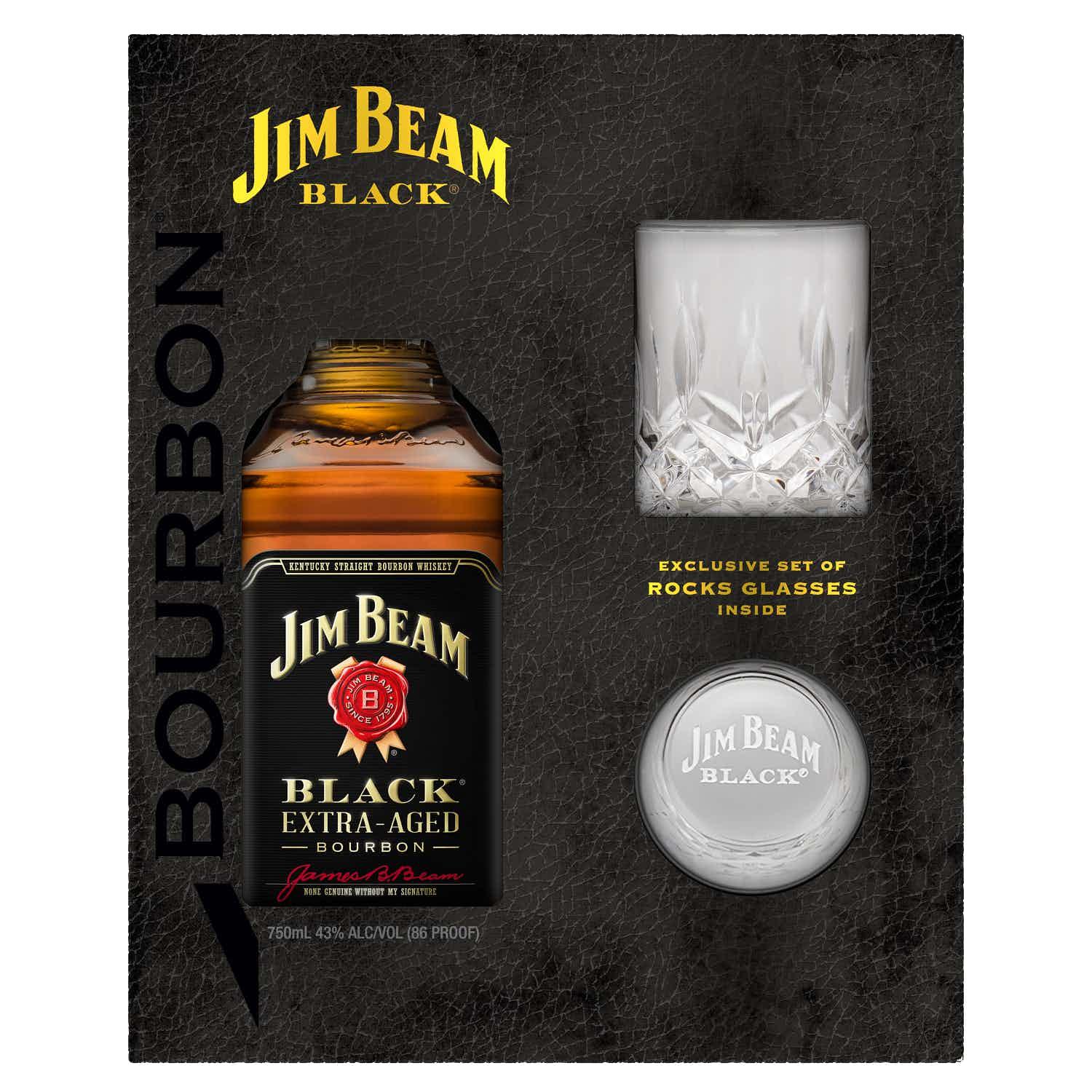 Jim Beam Blk Gift Set 1L - Preet's Barrel