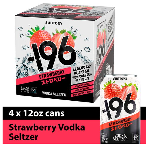 -196 Suntory Vodka Seltzer, Strawberry, 4x12 oz. Cans