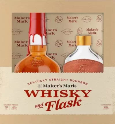 Maker's Mark Bourbon gift set with flask 750ml