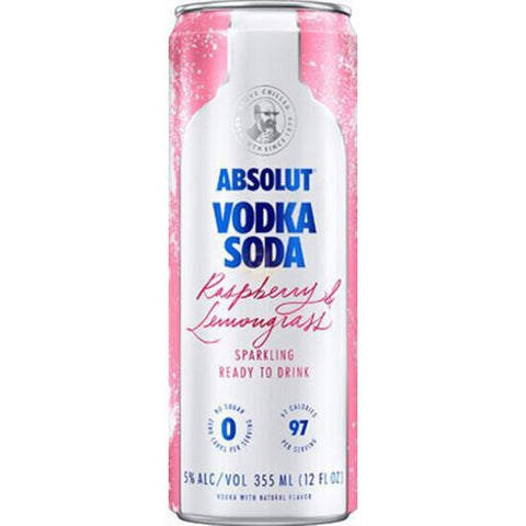 Absolut Vodka Soda Raspberry Lemongrass RTD Cocktail Cans
