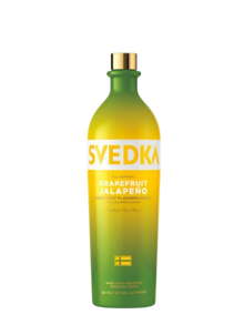 Preet's Liquors SVEDKA Grapefruit Jalapeno flavored vodka bottle with a vibrant green and yellow gradient design.