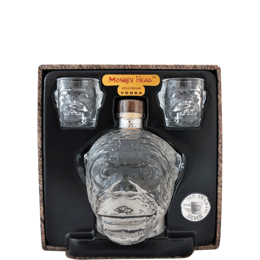 Monkey Head Vodka With 2 Glasses 750Ml.,.