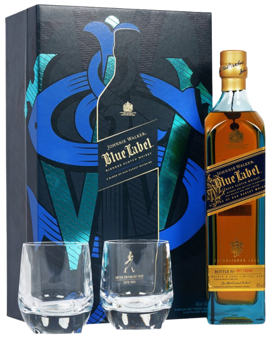 Johnnie Walker Blue Label Scotch Whisky W/2 Glasses'..