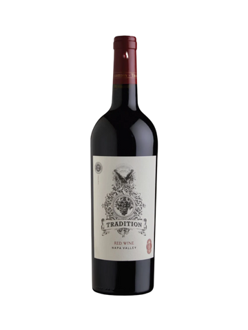 Preet's Liquors Amizetta Tradition 2018 Napa Valley red wine bottle with ornate label on a white background