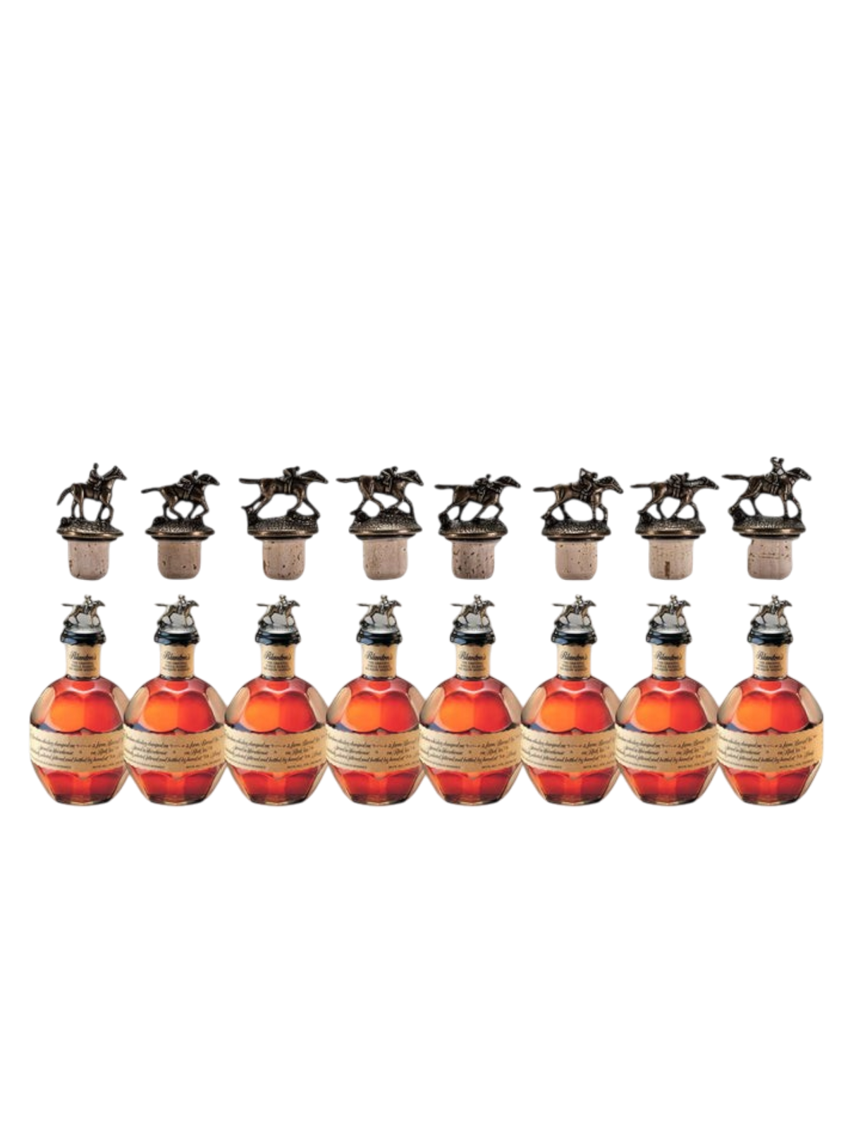 Preet's Liquors collection of eight Blanton's Single Barrel Kentucky Straight Bourbon bottles with horse stoppers