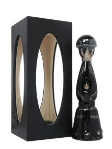 Preet's Liquors Clase Azul Ultra Extra Anejo Tequila bottle with platinum and gold details next to its black box.