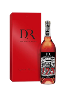 Preet's Liquors 123 Organic Tequila Diablito Rojo Extra Anejo in a glass bottle with a vibrant red gift box.