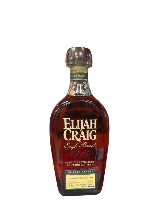 Preet's Liquors Elijah Craig Toasted Barrel Proof 8-year Kentucky straight bourbon whiskey in a glass bottle