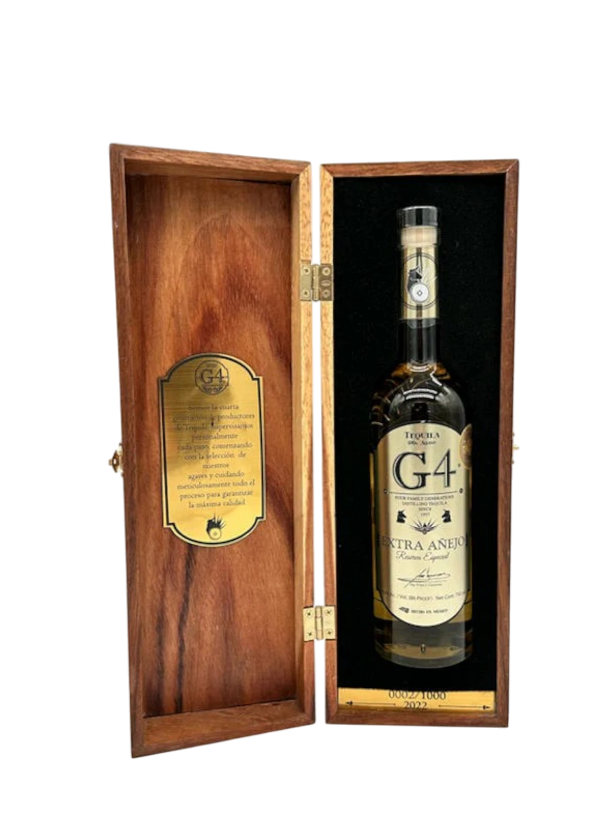 Preet's Liquors G4 6 Years Reserva Especial Extra Anejo tequila bottle displayed in a premium wooden presentation box