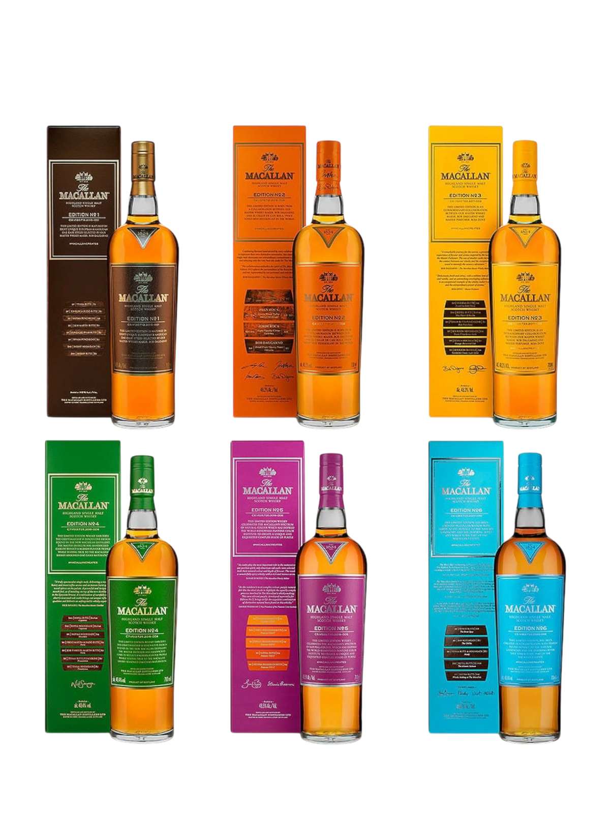 Macallan Edition 1 to 6 Full  Set 750 Ml'..