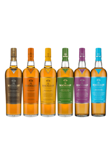Preet's Liquors full set of six Macallan Edition single malt scotch whisky bottles with distinct coloured labels