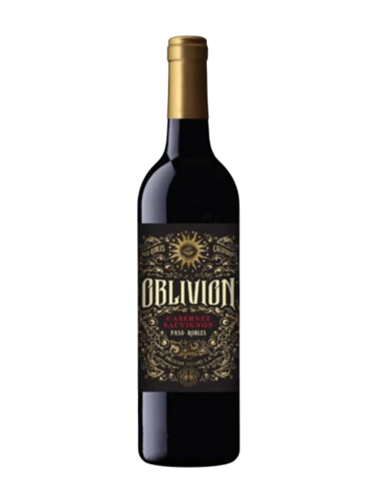 Preet's Liquors Oblivion Cabernet Sauvignon red wine bottle from Paso Robles with ornate gold label