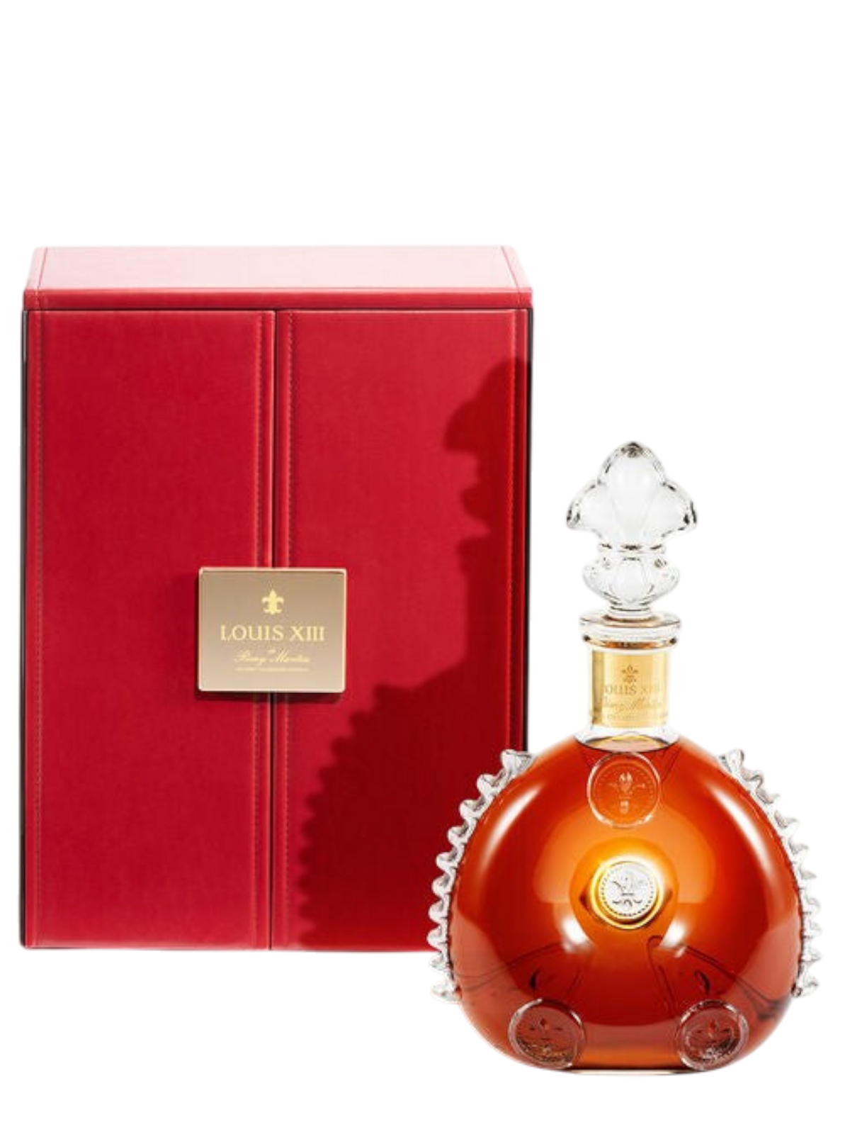 Preet's Liquors Remy Martin Louis XIII cognac in a crystal decanter with its signature red presentation case.