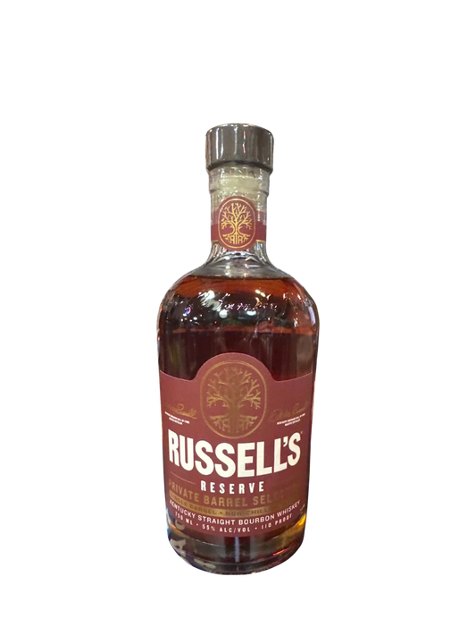 Preet's Liquors Russell's Reserve Private Barrel Select 110 proof Kentucky straight bourbon whiskey bottle