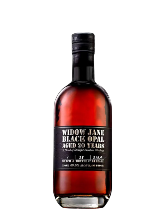 Preet's Liquors Widow Jane Black Opal 20 Years Old bourbon whiskey in a glass bottle with a black label.